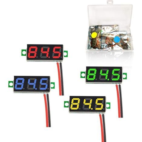 4pcs Mini Voltmètre Numérique, 0.28 Pouce Deux Lignes DC Voltmètre, 4 Couleurs Rouge/Jaune/Vert/Bleu (1/5)