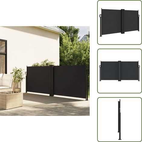 Seitenmarkise Ausziehbar Schwarz 120x1200 cm - Seitenmarkise - Gartensonnetuch - Sonnenschutz - Balkonschirm - Terrassenüberdachung