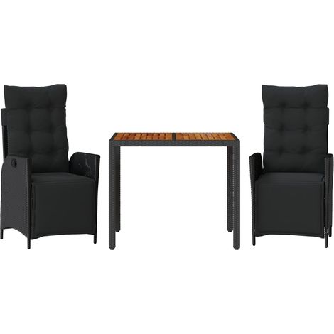 Maison Exclusive - Set comedor de jardín 3 pzas con cojines ratán