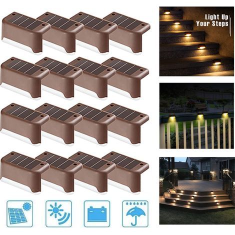 Solaire Pont Lumière Extérieure Étape Étanche Led Escalier Lampe Pour Garde corps Escaliers Clôture Cour Décor 16 pcs (1/5)
