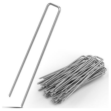 Gardebruk – Piquets de terre en acier galvanisé 15 cm – Lot de 50 pièces – Tête plate pour fixation solide – Résistants aux intempéries