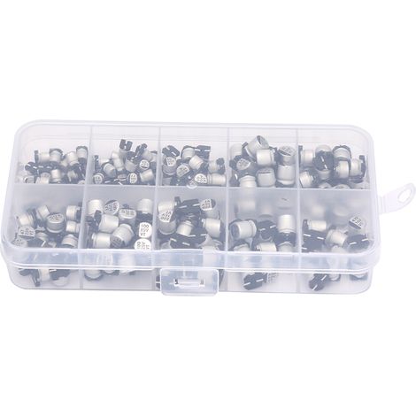 Lot 200pcs Condensateurs Électrolytiques CMS 10-50V Assortiment 1uF 470uF E-Cap Kit (1/5)