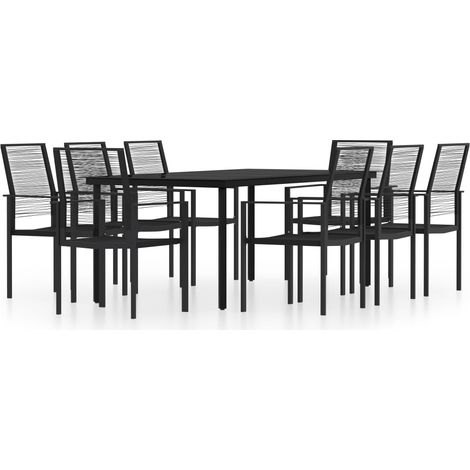 Ensemble Table et Chaise de Jardin Salon de jardin 9 pcs Noir 22739 (1/5)