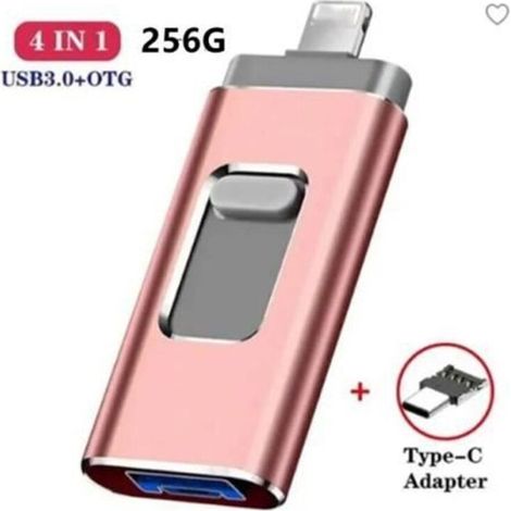 Clé USB 3.0 - Non spécifié - 256 Go - Compatible iOS et Android - 4 en 1 - Mémoire Flash (1/4)