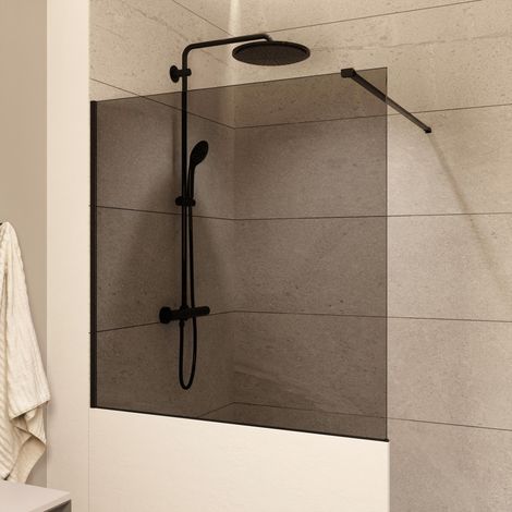 Swiss Aqua Technologies Pantalla de pared 100x90cm Crystal Glass® 8 mm resistente a la escala, con brazos y perfiles en negro mate (SATBWIS90KSPRC) (1/5)