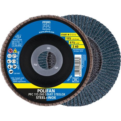 PFERD TOOLS 69300936 PFC 115 Z 40 START STEELOX Disque segmenté Diamètre 115 mm Ø de perçage 22.23 mm Grain 40 10 pc(s) (1/5)
