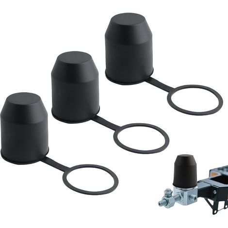 Lot de 3 couvercles d'attelage de remorque - Capuchon de protection étanche à l'eau et à la poussière - Convient pour véhicules et camping-cars (noir) (1/5)