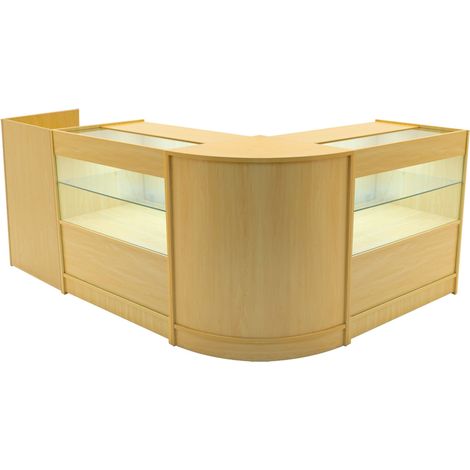 Comptoirs de Vente en MDF Érable à LED Blancs Ensemble Phoenix CM60 TB60 C900 3 Unités de Rangement Étagères Internes Portes Coulissantes Verouillables Réception Bureau Vêtements [Clés INCLUS] (1/5)