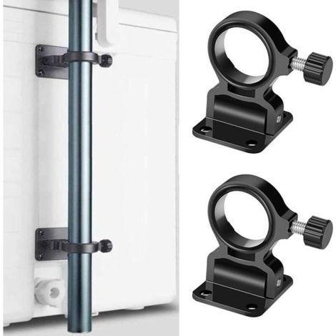 Set of 2 black folding parasol holders for fishing rods, wall-mounted umbrella holders, for beach, patio, yard, balcony, park (1/5)