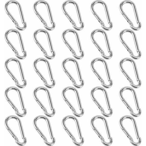 25 Pièces Mousquetons, 40 x 4 mm Petit Mousqueton, Mousqueton porte clé pour Sacs à Dos, Laisses de Chien, Camping, Pêche, Voyage- (1/5)