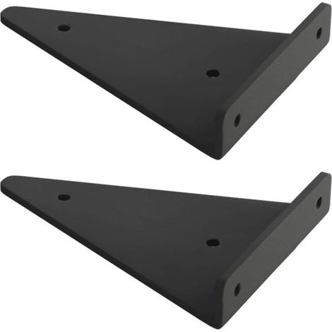 Bracket D\\'shelf in Triangle in Metal Flottant,Equerre Etagere Wall-mounted Aveugles Dissimule,Bedroom to Bed Living room Room of Bath Diy Decoration Bracket,2 Pieces (8x10cm/3.1x3.9in,black) (1/5)