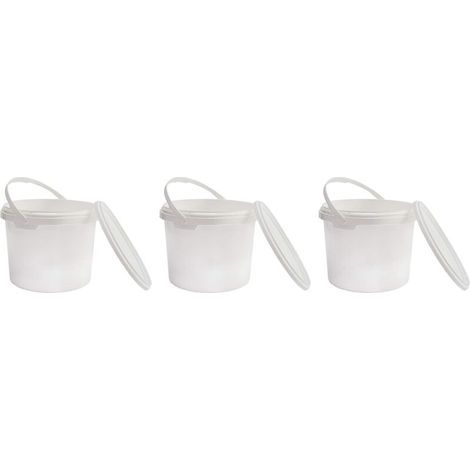 Memkey – Secchielli in plastica per alimenti da 1 litro, set da 3 pezzi – Coperchio ermetico – 100% riciclabili – Resistenti agli urti e a prova di perdite (1/5)