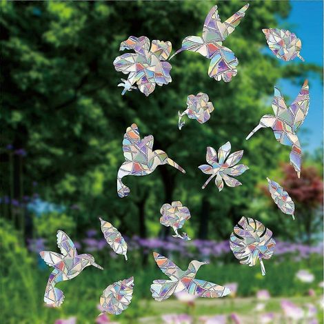 Autocollants anti-collision pour fenêtres Bird Strike Prism : ces autocollants empêchent les oiseaux de se heurter aux fenêtres. (1/5)