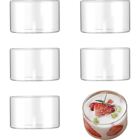 Lot de 6 verres à dessert - 190 ml - Petit bol en verre - Verres à glace - Verres à dessert - Verres à doigts - Pour mousse, tiramisu, pudding, dessert DIY - Transparent (1/5)