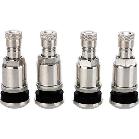 4 x 45mm Silver Steel Tubeless Car Tyre Valves (1/5)