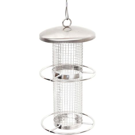 [JAMAIS UTILISÉ] Mangeoire pour oiseaux, HHG-204, station d'alimentation, acier inoxydable, 27cm (1/3)