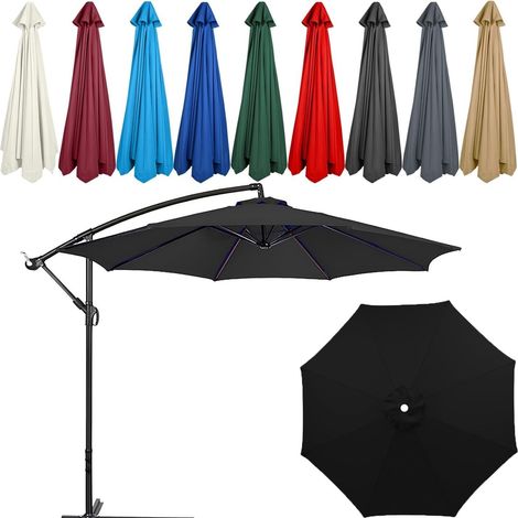 Toldo de repuesto universal para sombrilla de patio de 10 pies y 8 varillas, fundas portátiles para sombrillas, cubierta superior (rojo, 6.5 pies 6 varillas) (negro, 6.5 pies 8 varillas) (1/5)