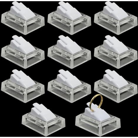 Ring Holder Jewelry Display Cabinet - Plastic for Showcase, Organizer, Jewelry Display, for Commercial Showcase, Bedrooms, Shops, White, 3.7 x 3 x 2.3 cm, 10 Pieces (1/5)