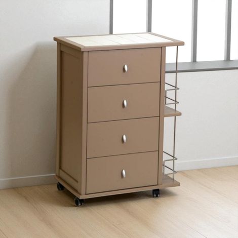 Carrello da cucina POKER con cassetti e portabottiglie Tortora (1/3)