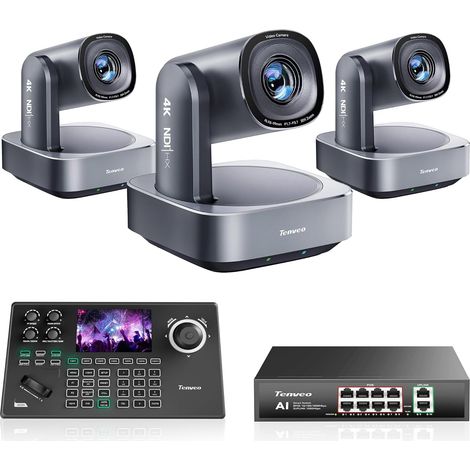 Kit de Caméra PTZ et Contrôleur - Caméra NDI 6 & NDI HX3 4K avec AI 20X, HDMI/USB3.0/LAN(PoE) et Joystick de Contrôle PTZ à Écran de 5” +PoE pour Streaming en Direct (1/5)