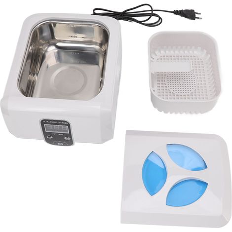 Nettoyeur ultrasonique à minuterie et affichage numérique de 1300 ml pour prothèses dentaires, lunettes, bijoux et nettoyage des têtes d'imprimante (norme européenne 220-240 V) (1/5)