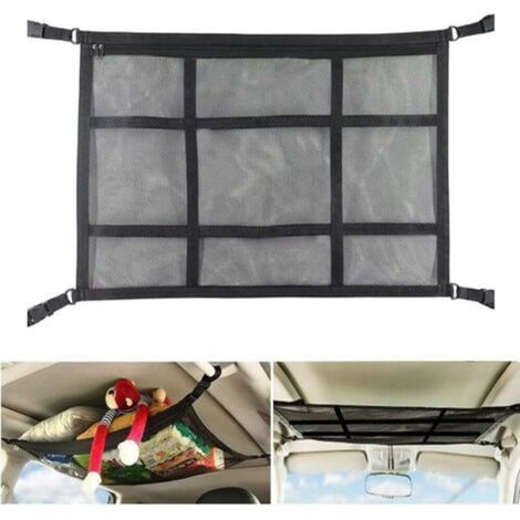 78 x 53 cm, Car Ceiling Storage Net, Adjustable D-Ring, Storage Organizer for Car Roof, Truck, SUV, Travel, Trip, Camping, Interior Accessories (1/5)