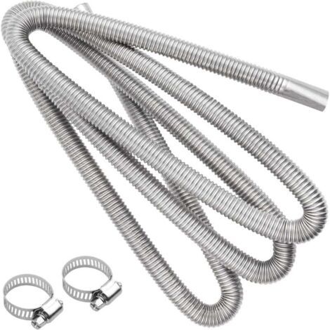 Flexible Pour Echappement - 300 cm - Voiture - Tuyau d'Échappement de Chauffage de Voiture - Tuyau d'Évent de Gaz Diesel - Avec Deux Pinces En Acier Inoxydable