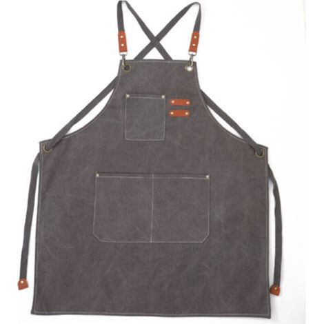 (Grey) Men's Kitchen Apron Canvas Aprons with 3 Pockets Waterproof and Adjustable Apron for BBQ, Restaurant, Garden, Carpenter, 78 x 68cm (1/4)