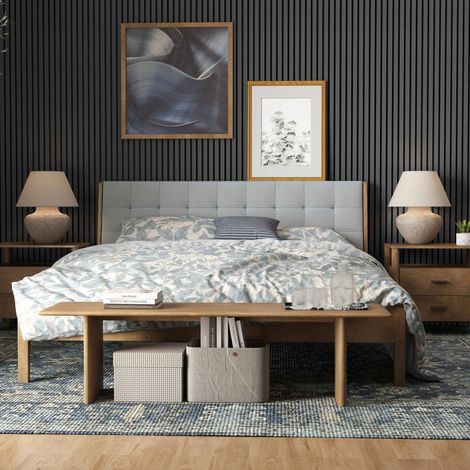 Lot de 3 Panneaux Muraux Décoratifs Acoustiques Bois MDF 240x60cm Chêne noir AntiBruit, Facile à Poser (1/5)