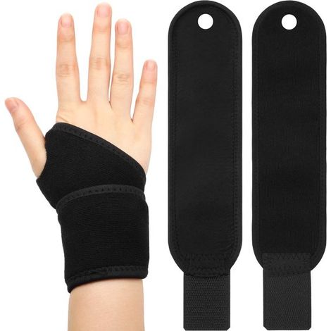 Polsini regolabili, traspiranti, per lo sport, proteggono le mani, taglia unica adatta a uomini, donne e bambini, mano sinistra o destra (nero) (1/5)