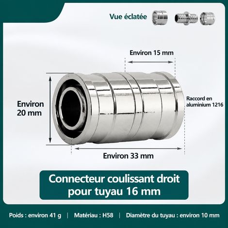 Raccord à glissement pour chauffage au sol raccord droit 16 mm en laiton nickelé tube multicouche plomberie eau 1 kg – Livraison gratuite (1/5)