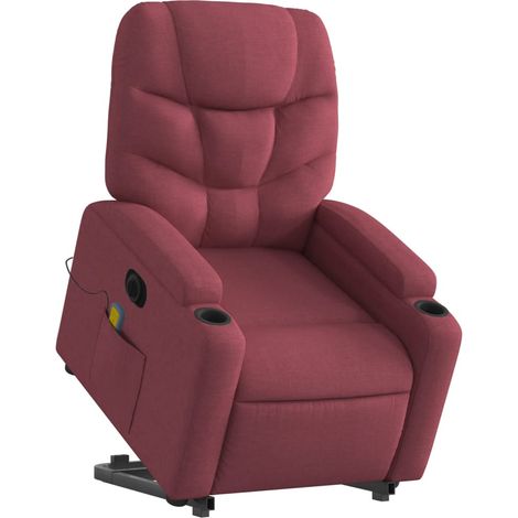 Sillón de relajación con función de masaje y sillón reclinable en tela rojo burdeos DEC027848 (1/5)