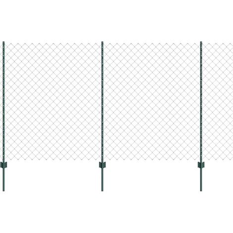 Grillage rouleau,Clôture en maillon de chaîne avec 22 poteaux U Verte 1.4x25 m Acier CFW5798465 (1/4)