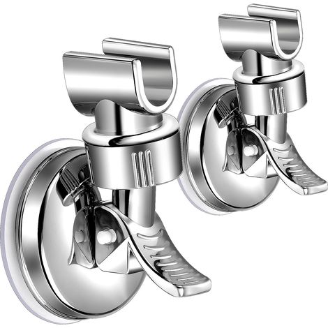 Lot de 2 supports de pommeau de douche à ventouse universels - Support amovible pour pommeau de douche - Sans perçage - Pour salle de bain d'hôtel (1/5)