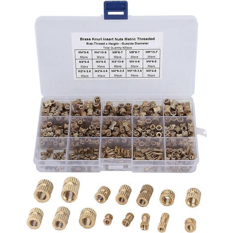 420-teiliges Set mit Messing-Einbaumuttern (M2, M3, M4, M5) für Handys, Computer und Spielzeug