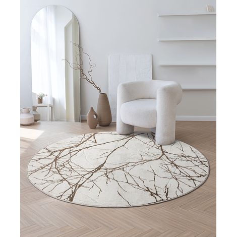 Mila tapis salon moderne court poil brillant crème, 200 x 200 cm