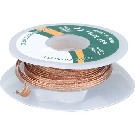 Mèche à dessouder en alliage cuivre, faible résidu, 1,5 m, diamètre 3,0 mm, sans nettoyage nécessaire (3015A)