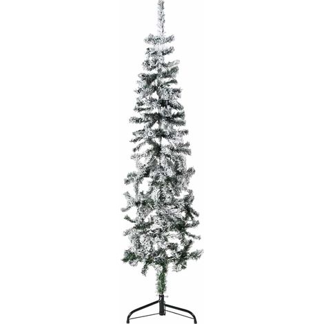 Mitad árbol Navidad artificial delgado con nieve 150 cm vidaXL