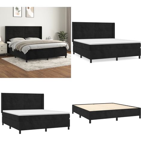 Boxspringbett mit Matratze Schwarz 160x200 cm Samt - Samtbett - Boxspringbett - Doppelbett - Schlafzimmermöbel - Luxusbett - Home & Living (1/5)