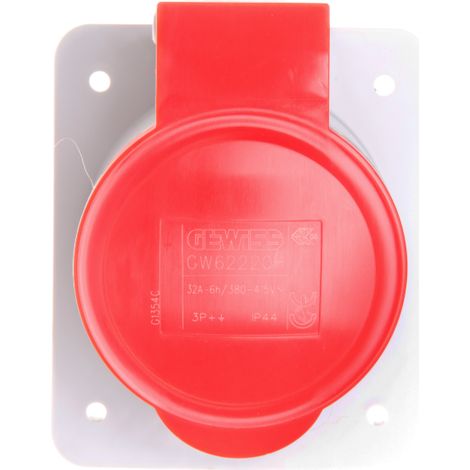 Feste Steckdose 4P 32A 400V rot IP44 10 6H IEC 309 HP GW62220H