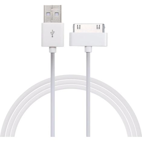 Cable USB de carga iphone ipad 30 pin macho 1 M Blanco (1/5)