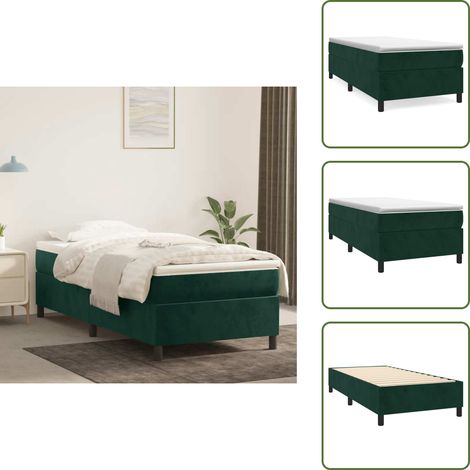 Materasso con molle insacchettate - vidaXL Giroletto a Molle con Materasso Verde Scuro 90x190 cm Velluto - Letto con velluto
