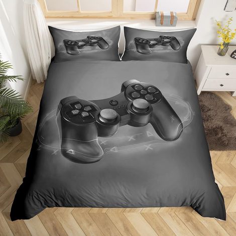 2 pièces avec Housse de Couette 3D pour Enfants,Garons et Filles,Manette de Jeu vidéo,Simple,Noir,Gris (1/5)