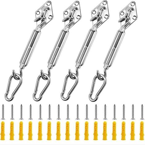 Kit de fixation pour voile d'ombrage - Acier inoxydable - 44 pièces - Durable - Réglable - Facile à utiliser (1/4)