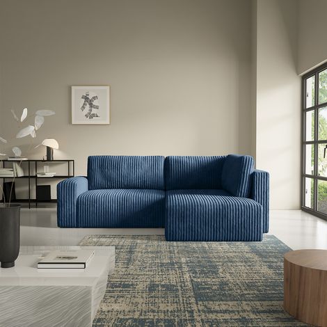 4-Sitzer Ecksofa wendbar und umwandelbar mit Bettkasten und Armlehnen Angela Marineblau
