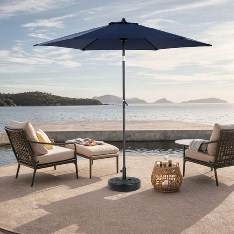 Parasol Extérieur - Rectangulaire - Double Face - Manivelle - Bleu Marine - 300 x 200 cm - Sans Base (1/5)