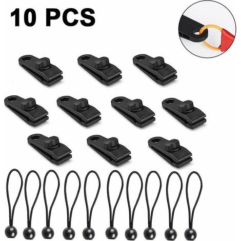 Pinces pour bâche avec poignée de verrouillage robuste, lot de 10 pinces pour bâche et cordon élastique, pinces pour tente, pinces de camping, pinces pour auvent (1/4)