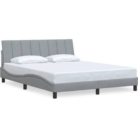Lit double,Lit adulte,Cadre de lit sans matelas Hanko gris clair 160x200 cm tissu CFW2881628 (1/5)