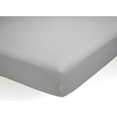 Sábana bajera ajustable de algodón orgánico color perla. Cama de 150 cm. (1/2)