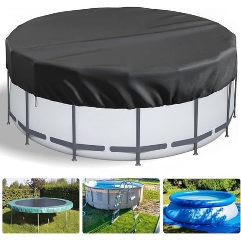 Bâche Piscine pour Piscines de 305cm. Imperméable Oxford Durable. D'été et d'hiver Bache avec Haubans Piquets Sol. Facile à Installer. Noir (3.1M) - 310 cm (Ronde) (1/5)